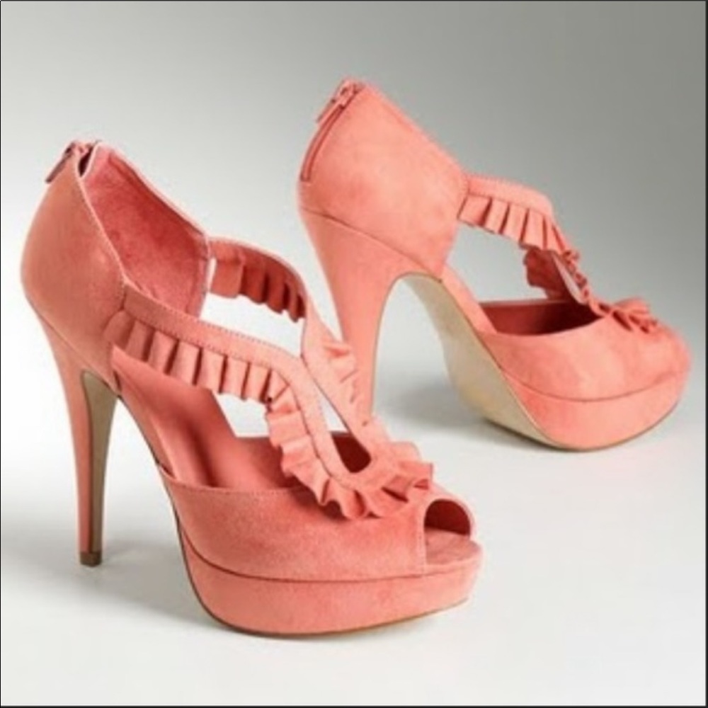 Coral “Elle” Ruffled Heels
